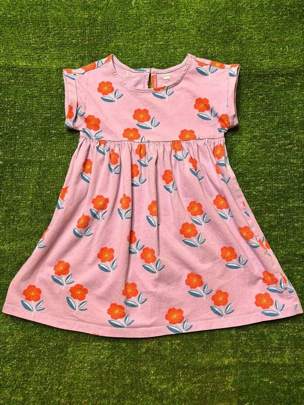 Tea Collection Purple Floral Red Flower Print Dress Size 4T
